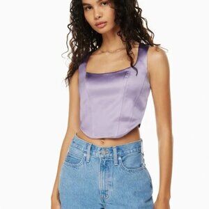 Aritzia Sunday Best Shiloh Satin Bustier Top Lavender